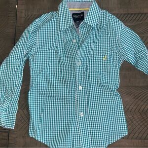 Nautica Kids Teal Plaid Button Down Shirt